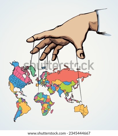 Abstract social region area district land toy white text space. Color hand drawn hang guide master dictator arm south east republic element icon sign. Art cartoon vector male director boss game action