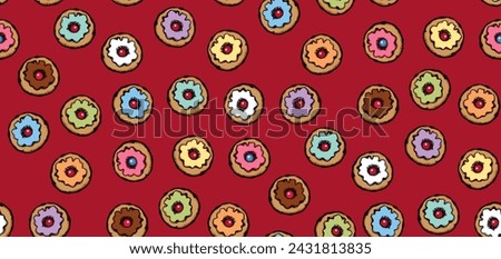 Greet happy party jew hannukah fast cafe meal isolated on dark burgundy backdrop. Bright color hand drawn round hanukiah fat sweet sugar glaze frost soft cookie design art retro doodle cartoon vector