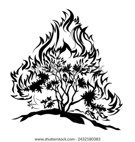 Burning bush. Vector drawing icon