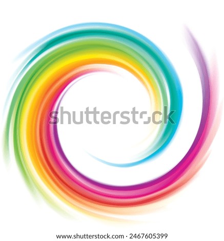 Modern eddy festival happy surfac vivid multi color range glossy curly dizzy shape border center spray ripple ring. Closeup view text space light glow white wash whirlwind symbol sign icon logo design