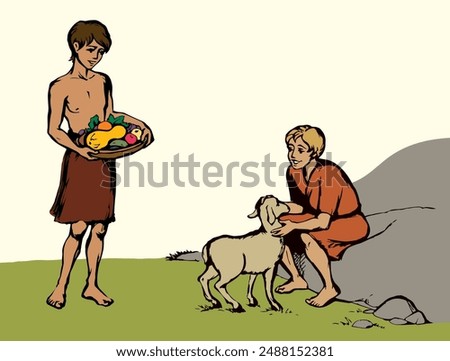 Cain and Abel. Vector drawing