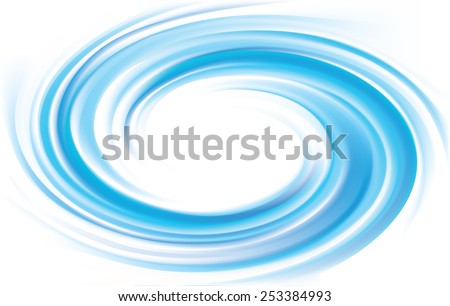 Vector wonderful swirling backdrop with space for text. Beautiful volute fluid surface vivid turquoise color with glowing white center in middle of funnel 