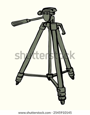 Close up view big new trestle geodesy level theodolite turn rack shot system text space. Ink pen line hand drawn logo emblem pictogram picture retro antique vintage outline cartoon sketch art design