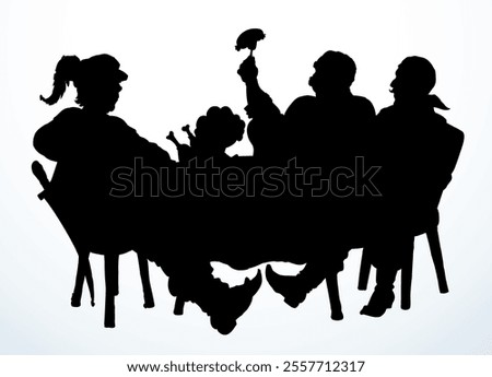 The man at the table. Vector drawing