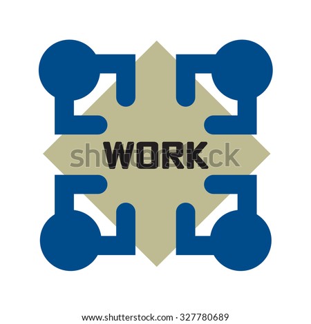 Picture of crew alliance deal ideograph. Squad of four intelligent people council debate help idea on all sides of square table in office room. Top view of stage concept creative art graphic design