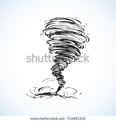 Circle dust spin fast twirl blow eddy blizzard isolated on white sky backdrop. Freehand outline black ink hand drawn picture sign sketchy in art scribble modern style pen on paper and space for text