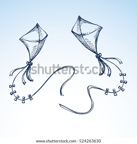 Cute kid tethered bow wing isolated on white backdrop. Freehand outline ink hand drawn picture sign sketchy in art retro scribble style pen on paper. Closeup view with space for text on heaven