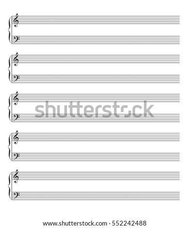 New clean print pad element for artwork musicnotes stave notation. Outline ink drawn art fond in retro graphic style with space for text 