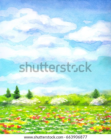 Colorful handmade vivid watercolour on paper backdrop with space for text. Series 