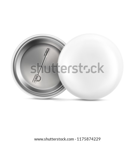 Vector. Mock Up. White Bage pin brooch