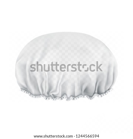 Vector. Mock Up. White transparent Shower cap. Front side.