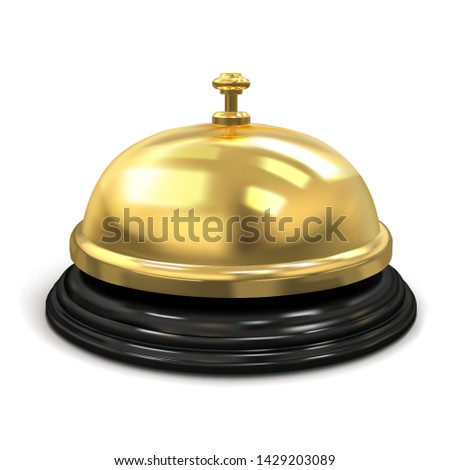 Hotel service bell gold color. Vector illustration isolated on white background