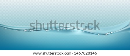 Water vector wave transparent surface with bubbles of air. Vector illustration