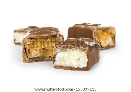 Chocolate covered bars of soft caramel toffee and chocolate mouse.