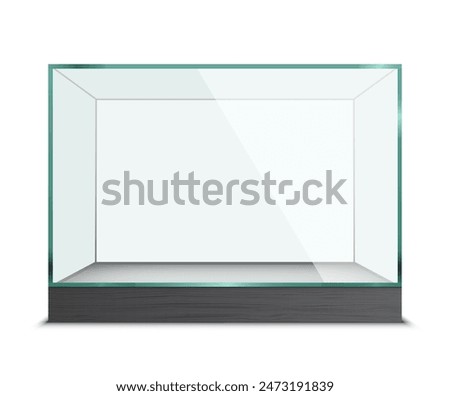 rectangular glass showcase for exhibition isolated on white background. Vector illustration