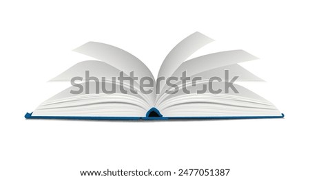 An open book lies on a white background. Vector illustration