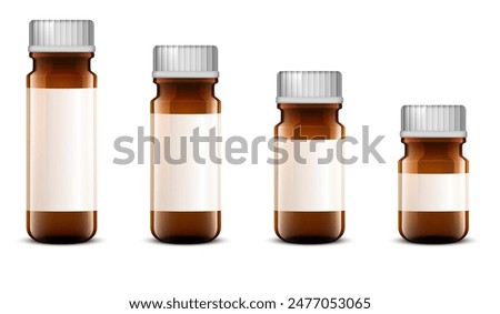 Plastic bottles for pills or capsules of medicine on a white background. Vector illustration