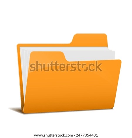 An open folder with papers on a white background. Vector illustration