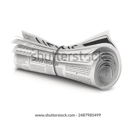 Several newspapers tied with thread. Vector illustration