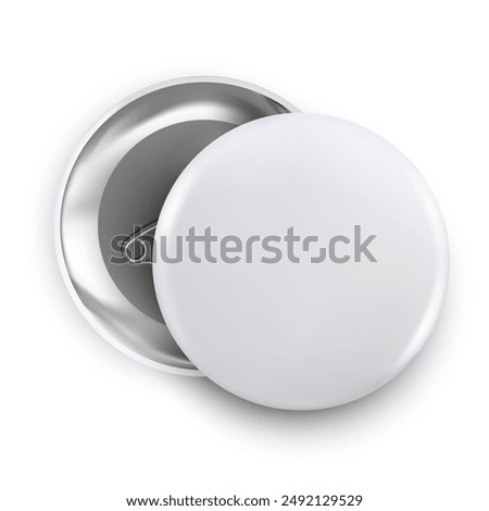 White round pin button. Vector illustration