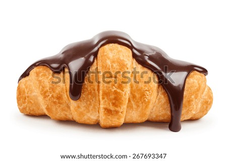 Fresh Croissant With Hot Chocolate On A White Background 267693347 Fresh Croissant With Hot Chocolate On A White Background 267693347