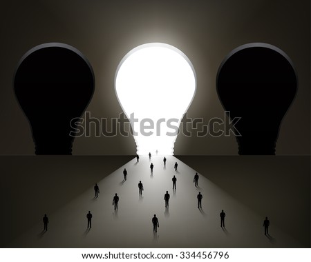 people walking into the light.  Vector Illustration