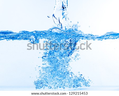 Stream of Water Falling into the Water, closeup - Stock Image - Everypixel