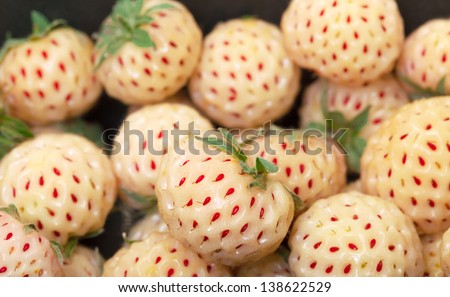 Ripe White strawberries, pineberries, closeup