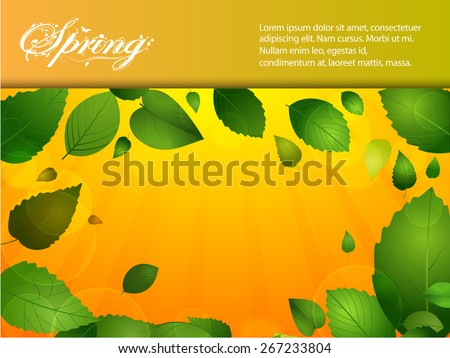 Spring Landscape Background with Leafs and Sample Text