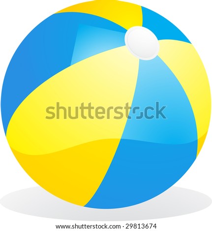 Yellow And Blue Beach Ball On A White Background Stock Vector ...