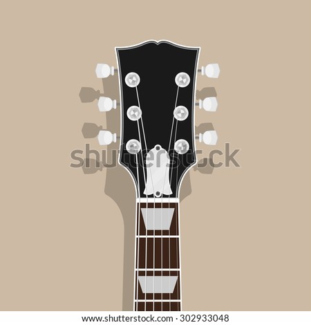 Similar – Image, Stock Photo A black guitar head with the golden tuning pegs and the plastic and metal sides attached to the white screws. A small part of the fingerboard is still visible.