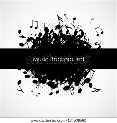Abstract music background with notes, vector illustration