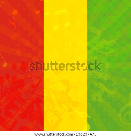 Music grunge background with flag of Ethiopia. Vector illustration.