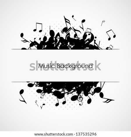 Abstract music background with notes, vector illustration
