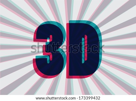 3D symbol with chromatic aberration, vector illustration