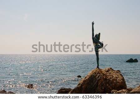 BUDVA - SEPT 23: Monument to the Ballerina expecting for the favorite seaman - a monument stands on road on beach Mogren. September 23, 2010 in Budva, Montenegro.