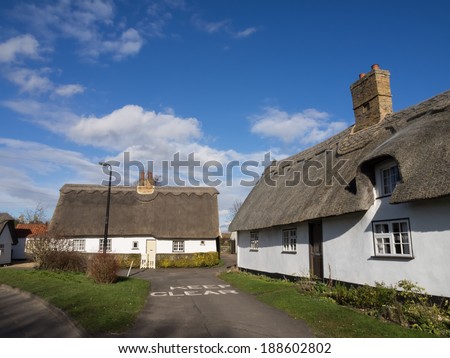 Old Thatched Cottages in the Village of Lode Cambridgeshire England