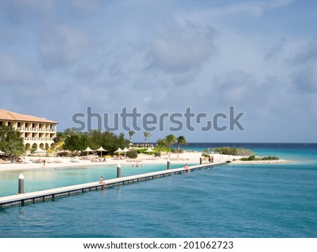 Views around Spanish Water Bay from a boat Curacao Caribbean