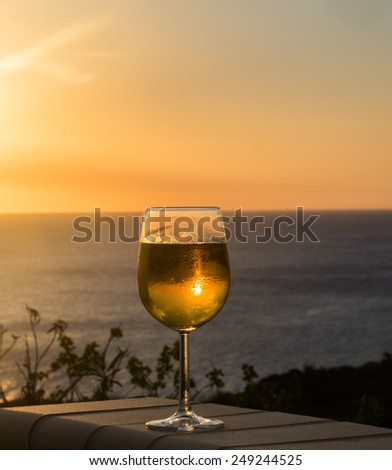 a beer at sunset - Curacao a tropical island in the Caribbean Ocean
