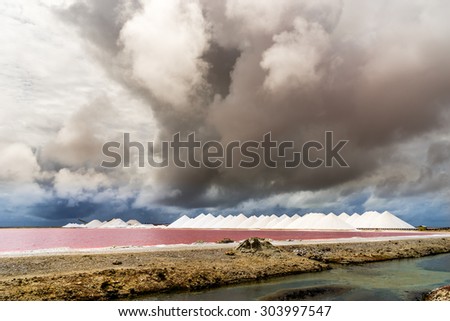 Bad weather and salt pans  Views around Bonaire a small island in the Caribbean