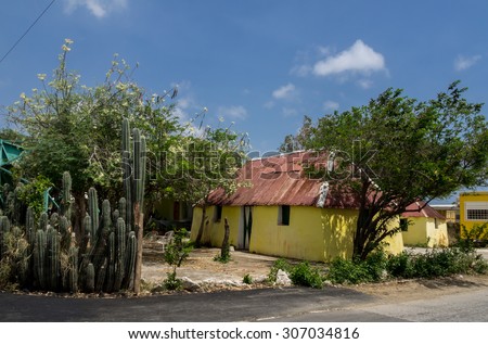 Old Slave houses - St Michel Views around Curacao a small Caribbean Island in the ABC islands