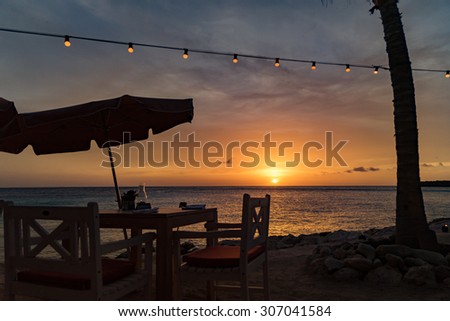 Sunset ocean  -  Views around Curacao a small Caribbean Island in the ABC islands