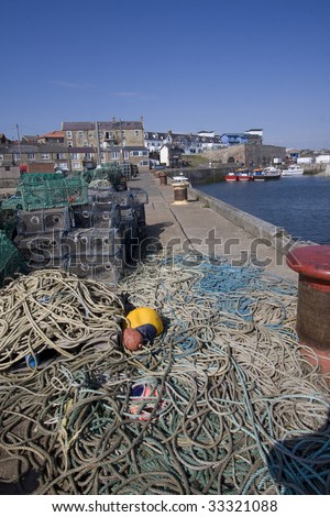 Seahouses Harbour the entrance to Farne Islands off Northumberland Coast England UK