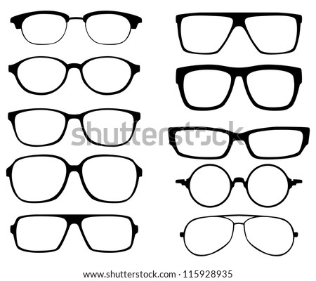 glasses vector set. Retro, wayfarer, aviator frames