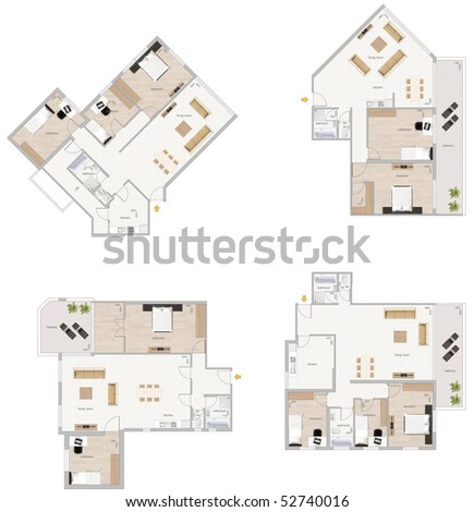 floor plan with furniture and sizes of rooms. High resolution illustration