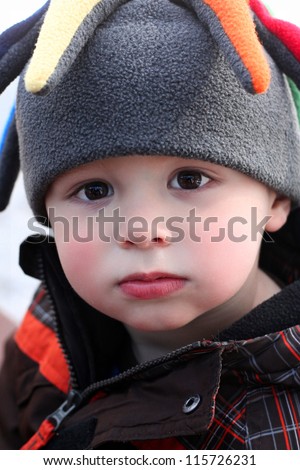 Adorable Little Boy in Ski Hat