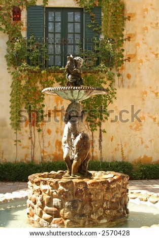 Fountain in Courtyard of Italian Villa