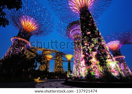 SINGAPORE - OCTOBER 5: Gardens by the Bay was crowned World Building of The Year at the prestigious World Architecture Festival held at the Marina Bay Sands Convention Centre on October 5, 2012.