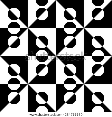 Seamless Circle, Square And Triangle Pattern. Vector Black And White ...