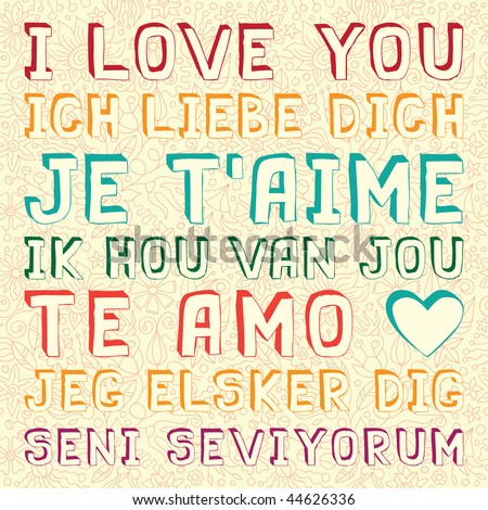 I Love You In Seven Languages Stock Vector Illustration 44626336 ...